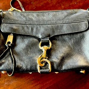 Rebecca Minkof black leather cross over purse with silver super cute